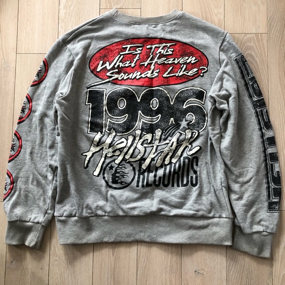 Hellstar Studios 'Records' Los Angeles Crewneck Sweatshirt Heather Grey Size L - Picture 6 of 12